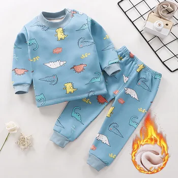 Noi Caldă 2020 Copii Băieți Îngroșa Pijama Seturi De Desene Animate O-Neck T-Shirt, Blaturi + Pantaloni Fete Copii Toamna Iarna Haine De Dormit