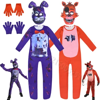 Noi de Lux Costum de Halloween pentru Copii MaiYaCa cinci nopți la lui freddy Salopeta Cosplay fnaf freddy anime Costume + Masca +Manusi