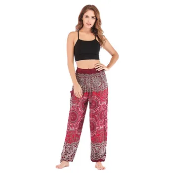 Noi Femeile Pantaloni de Yoga Indian Retro Buzunar Tipărite Ușor Respirabil de Înaltă waisted Vrac Confortabil Harem Pantaloni Lungime Pantaloni