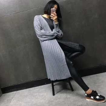 Noi Harajuku Lung Cardigan Doamnelor Moda De Primăvară Lung Tricot Pulover Femei Mari Haina Casual Sacou Negru Îmbrăcăminte De Iarnă Pulover