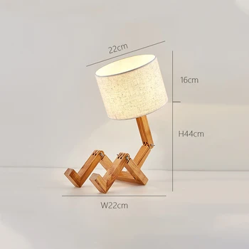 Noi Nordic Robot Lemn Led Lampa de Birou Fashion Dormitor Studiu Drăguț Lampă de Masă Americane Amuzant Lumina de Noapte pentru Copii NOI/UE Plug