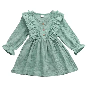 Noi Primavara Toamna Îmbrăcăminte pentru Copii Lenjerie de Fete Lungi T-shirt Dress Copii Topuri Tee Ciufulit Confortabil butonul Maneca Lunga T-shirt