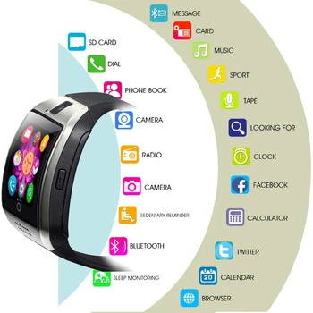 Noi Q18 Bluetooth Ceas Inteligent GSM Camera TF Card Telefon Ceas Fitness Tracker Activitate Smartwatch Pași Urmări Modul Adormire 1YW
