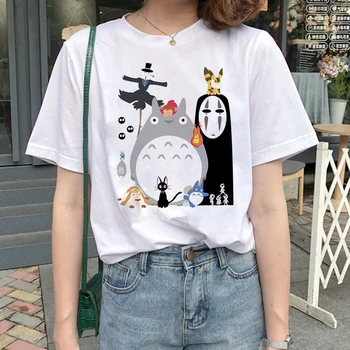 Noi Top pentru Femei T-shirt Totoro Harajuku T-shirt Femei Studio Ghibli Kawaii T-shirt Miyazaki Hayao Amuzant de Desene animate T-shirt Top Drăguț