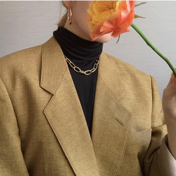 Noi Șic Lanț de Incuietoare Toggle colier de Aur Amestecat Legate Cerc Coliere pentru Femei Minimalist Cravată Colier Hot de Bijuterii