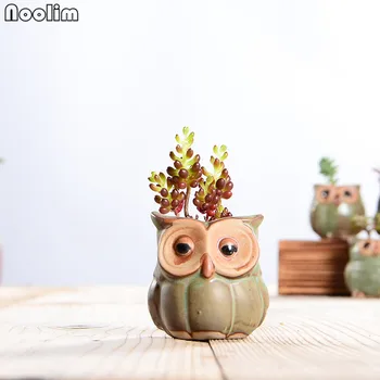NOOLIM 5 Buc/lot Ceramic Forma de Bufnita Ghivece pentru Plante Suculente Cărnoase Animale Stil de Plantat Grădină Acasă Decor de Birou