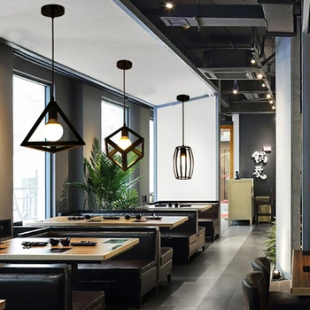 Nordic Bucătărie Lumini Pandantiv Alb Negru Cusca de Metal, Abajur Sala de Mese E27 LED Plafon Lampă de Agățat pentru Casa Living Bar