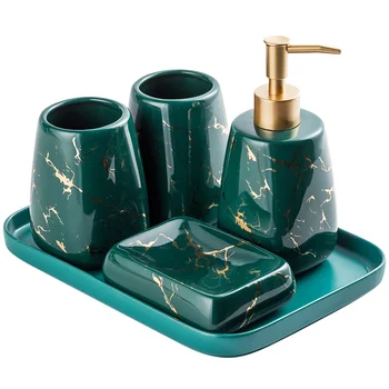 Nordic Ceramice Ins Obiecte Sanitare de Spălare Set de Lux de Lumină Marmură Serie Baie Model de Camera de Decorare titularul periuta de dinti