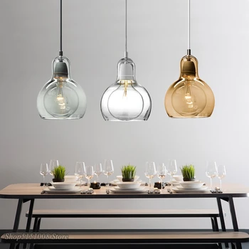Nordic Sticlă LED Lampi Moderne, sala de mese Clar Amber lumini pandantiv tărtăcuță Agățat Lumini Decor Acasă Corpuri de Iluminat
