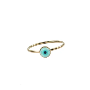 Noroc Ochi de Oțel de Titan Albastru turcesc Evil Eye Inel de Aur de Culoare Simplu Deget Inel pentru Femei Barbati Petrecere Moda Bijuterii LE683