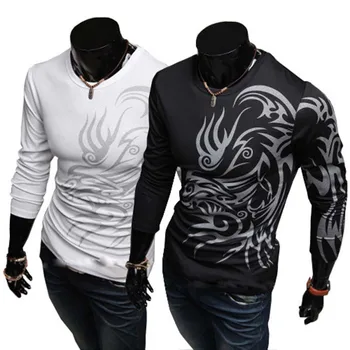 Nou Brand T Camasa Barbati Maneca Lunga Dragon Imprimate T-shirt Rapid Uscat Agrement Imprimare Tricouri de sex Masculin O de Gât Streetwear Bărbați Îmbrăcăminte