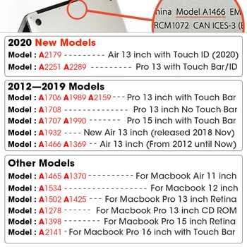 Nou Caz de Cristal Pentru Apple Macbook Air Pro Retina M1 Cip 11 12 13 15 16 Inch,Caz pentru 2020 aer pro13 A2179 A2251 A2337 A2338