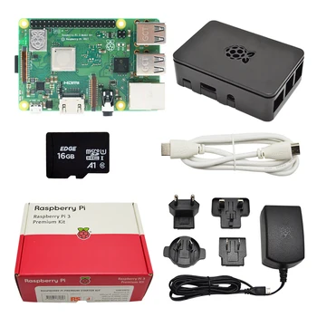Nou, original, Raspberry Pi 3 Model B+ kit 16G SD card + Original Caz +5V/2.5 a UE / SUA Alimentare cu cablu + radiator