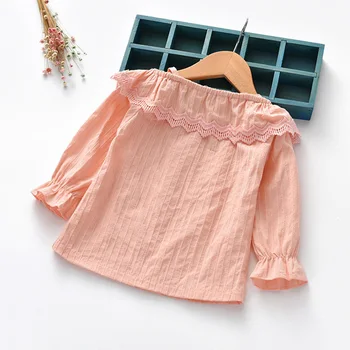 Noua Fată Tricouri 2020 Primăvară-Vară de Moda pentru Copii Fete Bluze Drăguț Maneca Lunga Zburli Topuri Haine pentru Copii LZ730