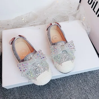Noua funcție moda fetita pantofi în 2020 fetita Sequincasual pantofi și arcul nod flashDiamond Printesa kidsShoes