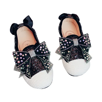 Noua funcție moda fetita pantofi în 2020 fetita Sequincasual pantofi și arcul nod flashDiamond Printesa kidsShoes