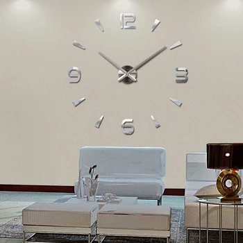 Noua moda Diy ceas deșteptător Cameră de zi Cuarț Acrilice efect de Oglindă acasă decorare de Perete Moderne bețe în continuare stilul de viață