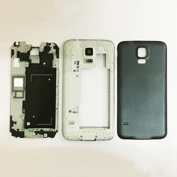 Noul Set Complet Pentru Samsung Galaxy S5 G900F G900H G900P G900M/T Față de Locuințe Placa Suport+corp Mijloc+Capac Spate de Caz+Adeziv