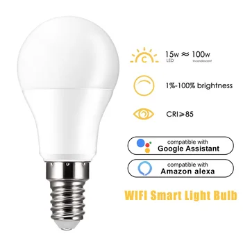 Noul Wireless Wifi Bec Inteligent LED 15W Lampa Magic B22 E14 E27 Control Vocal Bec de Iluminat Acasă Inteligent Google Asistent