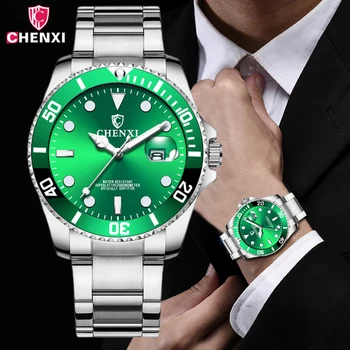 Nouă Bărbați Ceas Nou de Lux de Afaceri Ceas Barbati Green Dial Calendar Ceasuri de Moda de sex Masculin Ceas Încheietura Ceas relogio masculino