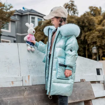 Nouă copii de Iarnă cu glugă haina haina blana naturala rezistent la apă în jos jacheta pentru Fete haine groase haine groase snowsuit Salopete