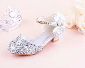 Nouă Copii Printesa ștrasuri din Mărgele Sandale Copii Flori Nunta, Pantofi cu Tocuri inalte Pantofi Rochie de Petrecere, Pantofi pentru Fete Roz Argintiu violet