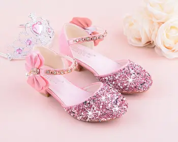 Nouă Copii Printesa ștrasuri din Mărgele Sandale Copii Flori Nunta, Pantofi cu Tocuri inalte Pantofi Rochie de Petrecere, Pantofi pentru Fete Roz Argintiu violet