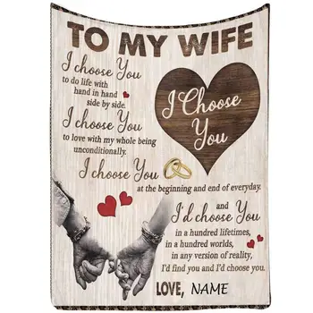 Nume particularizat Mesaj Scrisoare de Dragoste Pătură cu Soția Mea de la Sot, m-am Alege pe Tine Te Iubesc Cadou Personalizat Arunca Pătură
