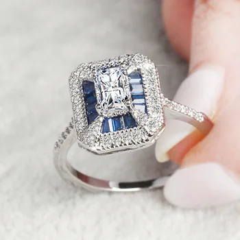Nunta de Aur de 14K Bijuterii Pătrat Inel cu Safir pentru Femei Peridot Anillos albastru topaz Piatră prețioasă Bizuteria Bijuterii cu Diamante Inele