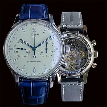Oficial sugess ceas original pescăruș mecanice movment ST1901 vintage barbati ceas cronograf pilot ceas militar seria