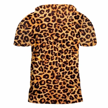 OGKB cu Gluga Tee Cămașă Hombre Nou Scurt Animale 3D Tricou de Imprimare Leopard Streetwear 5XL 6XL Costume Om de Primăvară Hanorac tricou