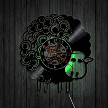 Oi Pepinieră Ceas Minunat Animal disc de Vinil de Perete Ceas de Creatie Handmade Art Decor Ceas Cu LED-uri lumina de Fundal Colorate