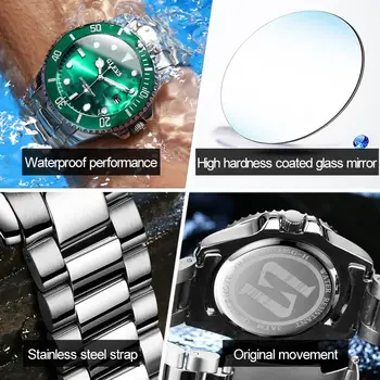 OLEVS Mens Ceasuri de Top de Brand de Moda de Lux Impermeabil Luminos Mână Verde Dial Cuarț Ceas de mână Sport Cadouri pentru Bărbați