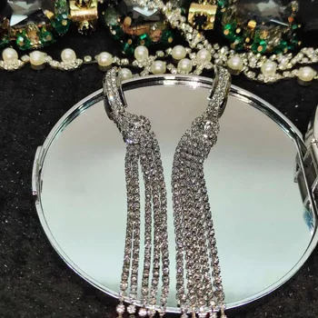 Orbitor rafinat Zircon Incrustate Tassel Cercei Lungi Pentru Femei Elegante Stras Cercei Piercing coreea moda Bijuterii