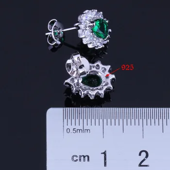 Orbitor Verde Cubic Zirconia Albe CZ Placat cu Argint Seturi de Bijuterii Cercei Pandantiv Lanț Inel V0330