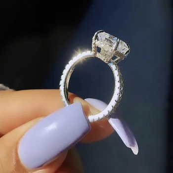 Original Argint 925 Inele de Bandă Simulat Nunta de Diamant de Logodna Cocktail Femei topaz Piatră prețioasă deget Inelul de Bijuterii