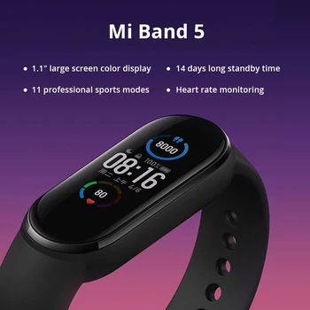 Original Xiaomi Mi Band 5 Bratara Ecran AMOLED de Fitness Tracker Monitor de Ritm Cardiac Sport Inteligent trupa Miband 5