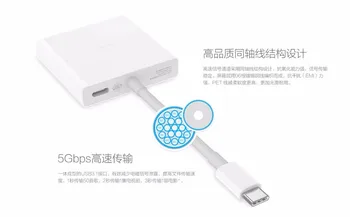 Original xiaomi USB de Tip C pentru Cablu Adaptor HDMI 4K 3D 5Gbps USB 3.0 Type-C mi notebook air 13.3 12.5 