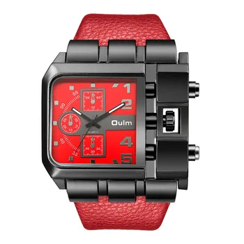 Oulm3364 casual ceas cadran pătrat centura lata brand de lux cuarț ceas de sex masculin de mari dimensiuni de sex masculin ceas