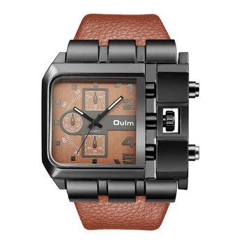 Oulm3364 casual ceas cadran pătrat centura lata brand de lux cuarț ceas de sex masculin de mari dimensiuni de sex masculin ceas