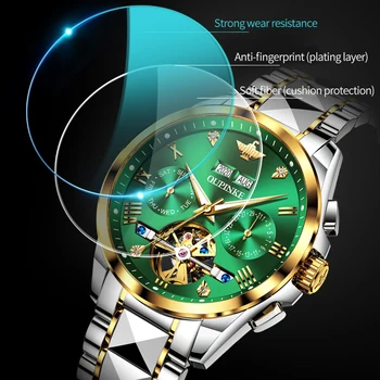 OUPINKE de Lux Barbati Ceas Cronograf Automatic Ceasuri Mecanice Bărbați din Oțel Inoxidabil rezistent la apa Sport Ceas relogio masculino