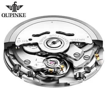 OUPINKE Luxury Mens Ceasuri din Oțel Inoxidabil rezistent la apa Negru Ceas de Moda Rochie Automat Mechanical Ceas Data Masculin Ceas