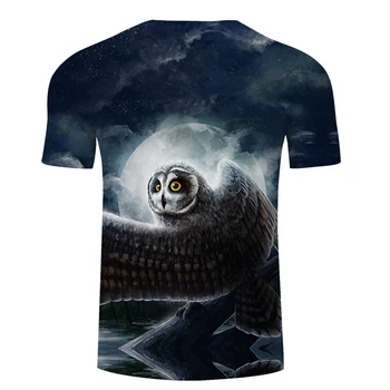 Owl & Moon 3D Imprimate de Moda T-shirt T-shirt Barbati Femei 2018 Vară O-Gât Teuri Camisetas Topuri Picătură Navă ZOOTOP URS