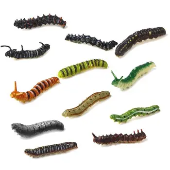 Pachet de 12 de Plastic Model Intortocheat Worm Fals Caterpillar Insecte Set Favoruri de Partid Trucuri PVC Multi-colorate Jucarii pentru copii Copii