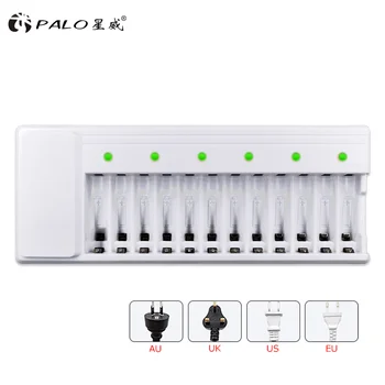 PALO 12 Sloturi LED Inteligent Încărcător de Baterie Pentru AA/AAA Ni-CD Ni-MH 1.2 V, Baterii Reincarcabile+12buc AA baterie reîncărcabilă