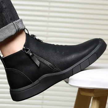 Pantofi pentru bărbați de Iarnă Chelsea Cizme din Piele Garnitură de Lână de Iarnă Ține de cald în aer liber Glezna Cizme Cizme de Zapada Încălțăminte
