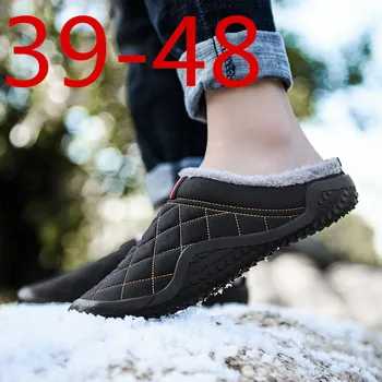 Papuci Barbati de Iarnă în aer liber, Pantofi pentru Bărbați Impermeabil Rece-Dovada Pantofi Casual Barbati de Pluș Om Cald Slip-on de Conducere Încălțăminte de Mari Dimensiuni 48