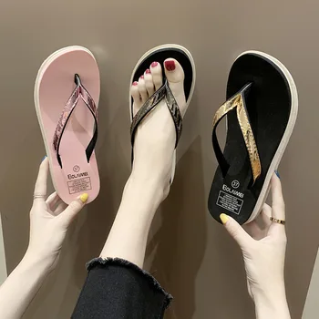 Papuci Femei coreeană Stil Flip-flops Platforma de Plaja Non-Alunecare Casual Uzura-Rezistent la Flip-Flop Papuci de Femei Papuci de casa Pantofi