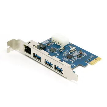 PCI-e pentru Extern 3 porturi USB 3.0+ RJ45 Gigabit Ethernet placa de Retea USB3.0 + 1000M LAN Combo PCI express card