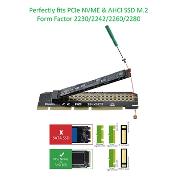 PCI Express 3.0 x16 x8 x4 la PCIe M pentru M. 2 NVMe si AHCI SSD Adaptor de Card cu carcasă din Aluminiu radiator și Pad Termic
